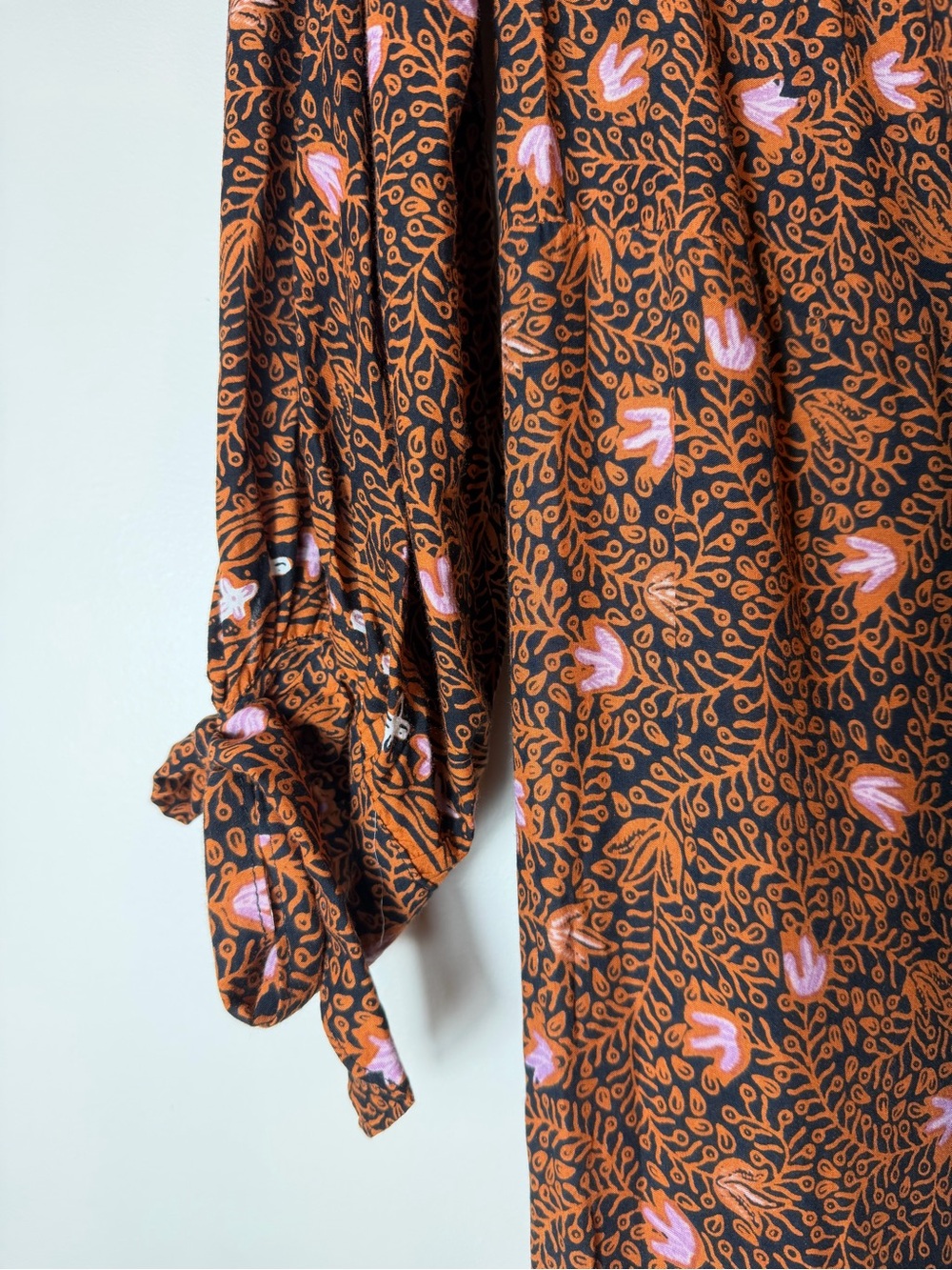 Natalie Martin Kate Handmade Rayon Floral Wrap Maxi Dress Boho Brown Pink Small - Picture 5 of 14